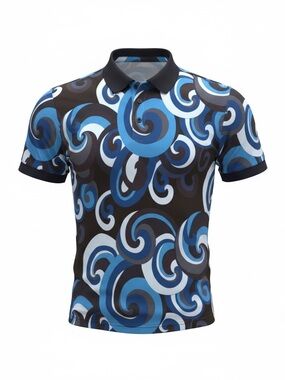 Paisley & Gray Short-Sleeve Polo in Blue, Black and Gray